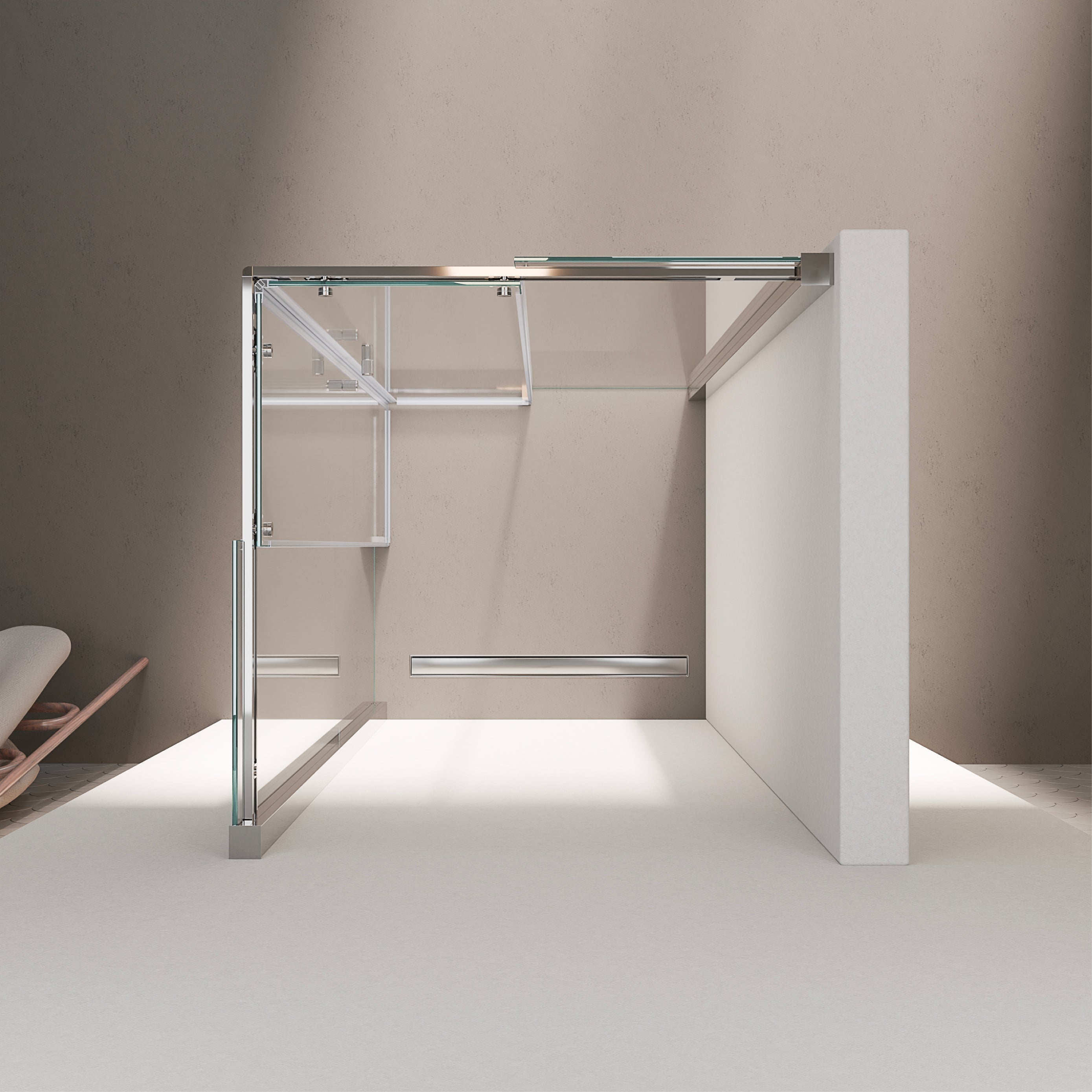 KAYLEE - Box doccia ad angolo con ante scorrevoli, cristallo trasparente 6 mm e profilo cromato