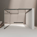 KAYLEE - Cabine de duche de canto com porta de correr, vidro transparente 6 mm e perfil preto mate