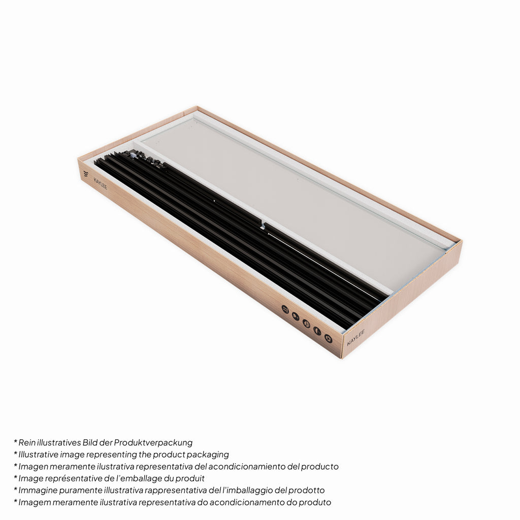 KAYLEE - Cabina doccia angolare con ante scorrevoli, vetro trasparente 6 mm e profilo nero opaco