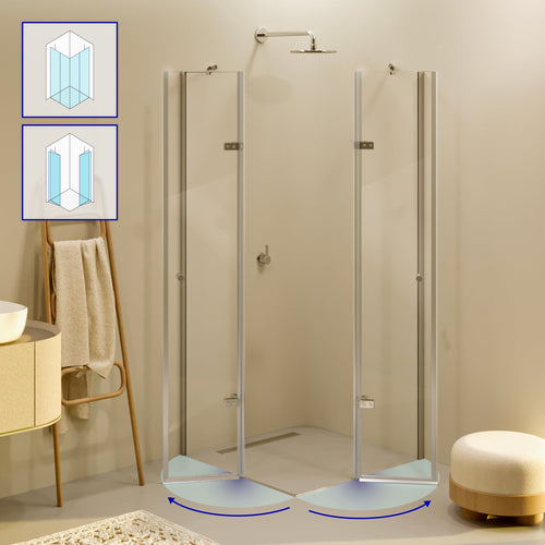 ALICE - Cabina de ducha angular con puertas batientes de cristal templado