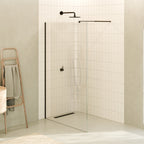 FIONA - Painel de duche walk-in em vidro temperado 8 mm com perfil preto mate