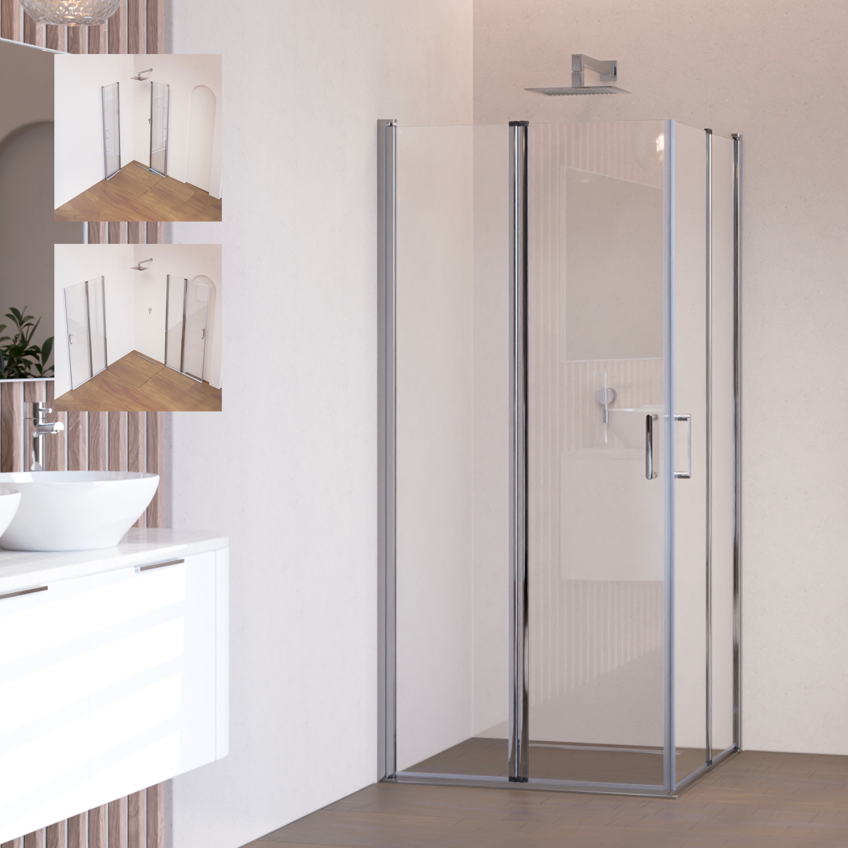 ALINA - Cabine de duche de canto com portas dobráveis em vidro temperado