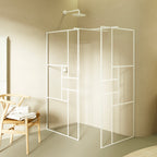 GIANNA - Painel de duche Walk-In com 2 painéis em vidro temperado com blocos e perfil cromado