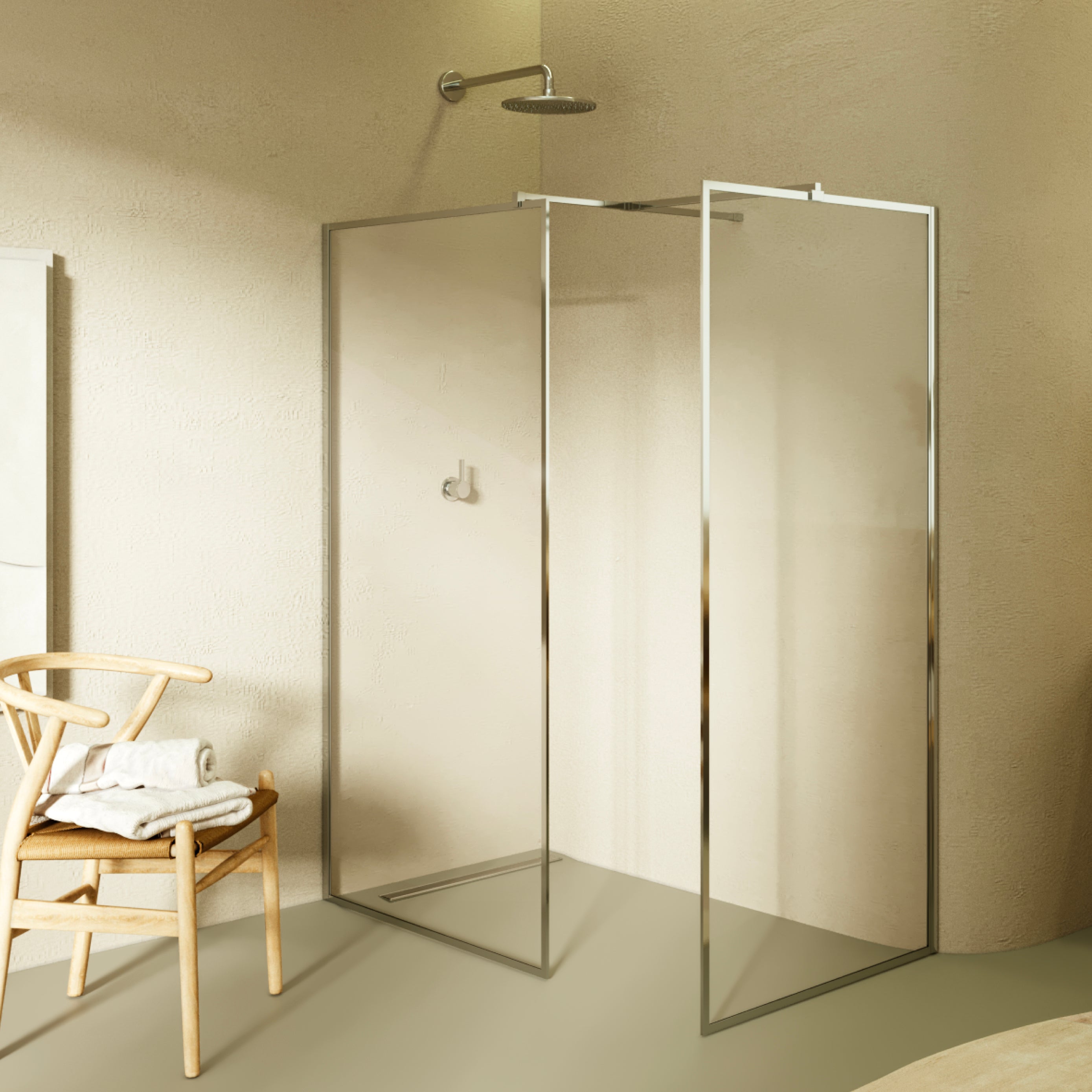 GIANNA - Painel de duche Walk-In com 2 painéis em vidro temperado com perfil cromado