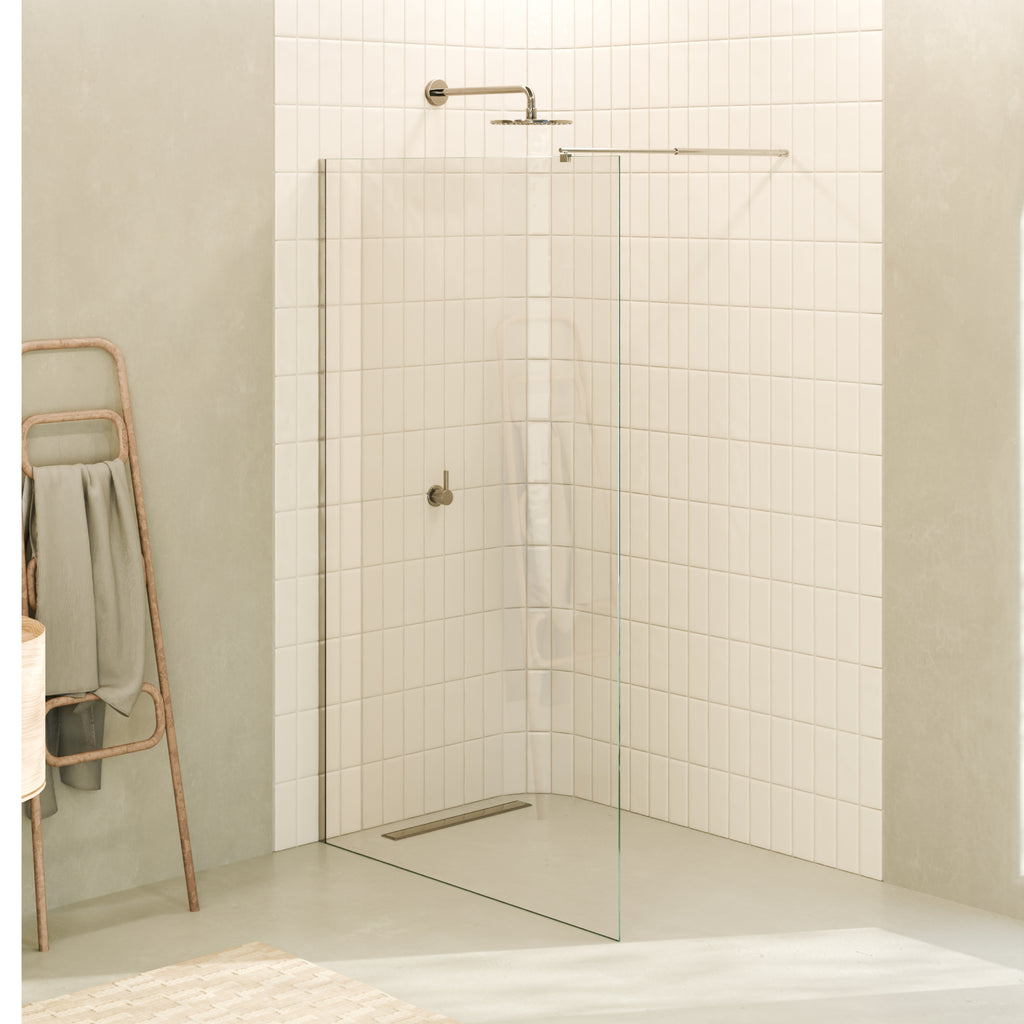FIONA - Painel de duche walk-in em vidro temperado 8 mm com perfil cromado