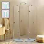 ALICE - Cabine de duche de canto com portas articuladas em vidro temperado fosco