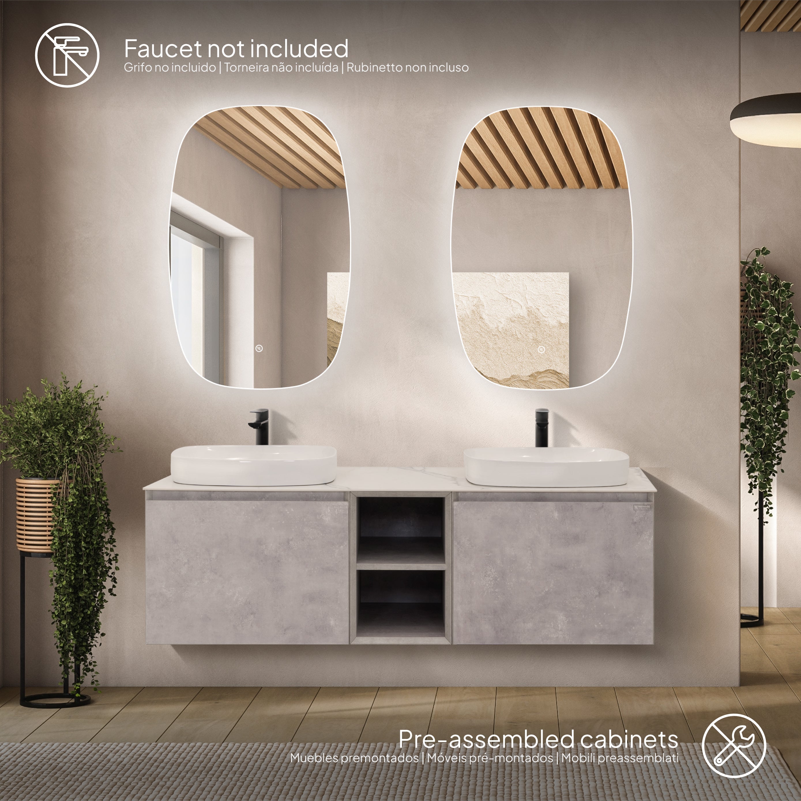 INDRA - Conjunto de baño doble suspendido