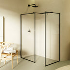 GIANNA - Painel de duche Walk-In com 2 painéis em vidro temperado com perfil preto mate