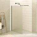 FIONA - Mampara de ducha Walk-In de cristal templado esmerilado de 10 mm con perfil negro mate