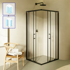 DIANA - Box doccia angolare con ante scorrevoli, vetro temperato e profilo nero opaco