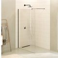 FIONA - Painel de duche walk-in em vidro temperado 8 mm com perfil preto mate e barra 23BM