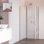 LINDA - Cabine de duche de canto com portas articuladas em vidro temperado e perfil cromado