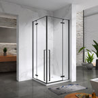 JAYLA - Cabina doccia con ante battenti, vetro 6 mm e profilo nero opaco