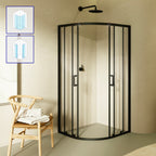 ELLA - Cabine de duche de quadrante com portas de correr em vidro transparente e perfil preto mate