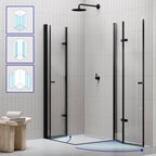 EMMA - Cabine de duche com portas articuladas, vidro 6 mm e perfil preto mate