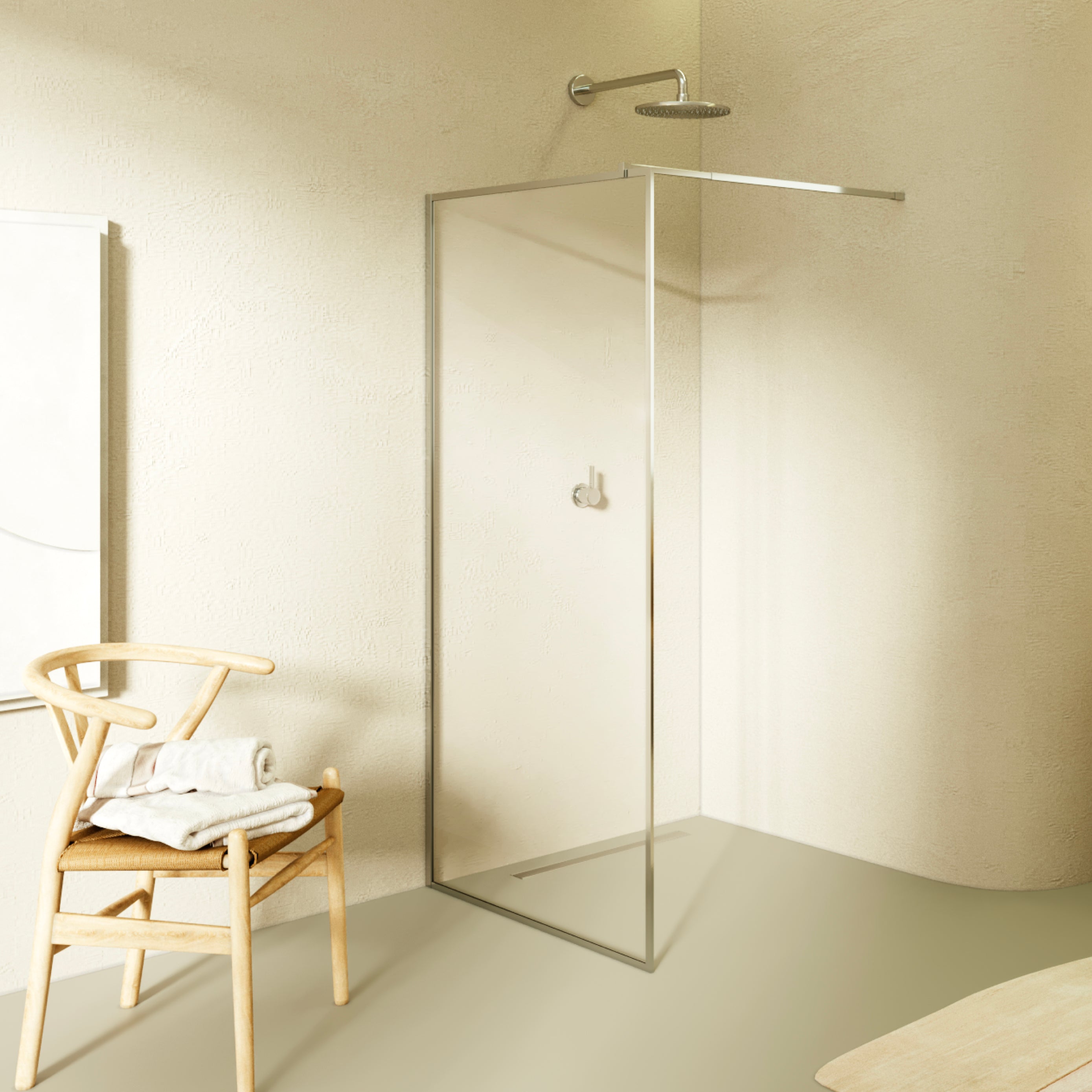 GIANNA - Painel de duche Walk-In em vidro temperado com perfil cromado