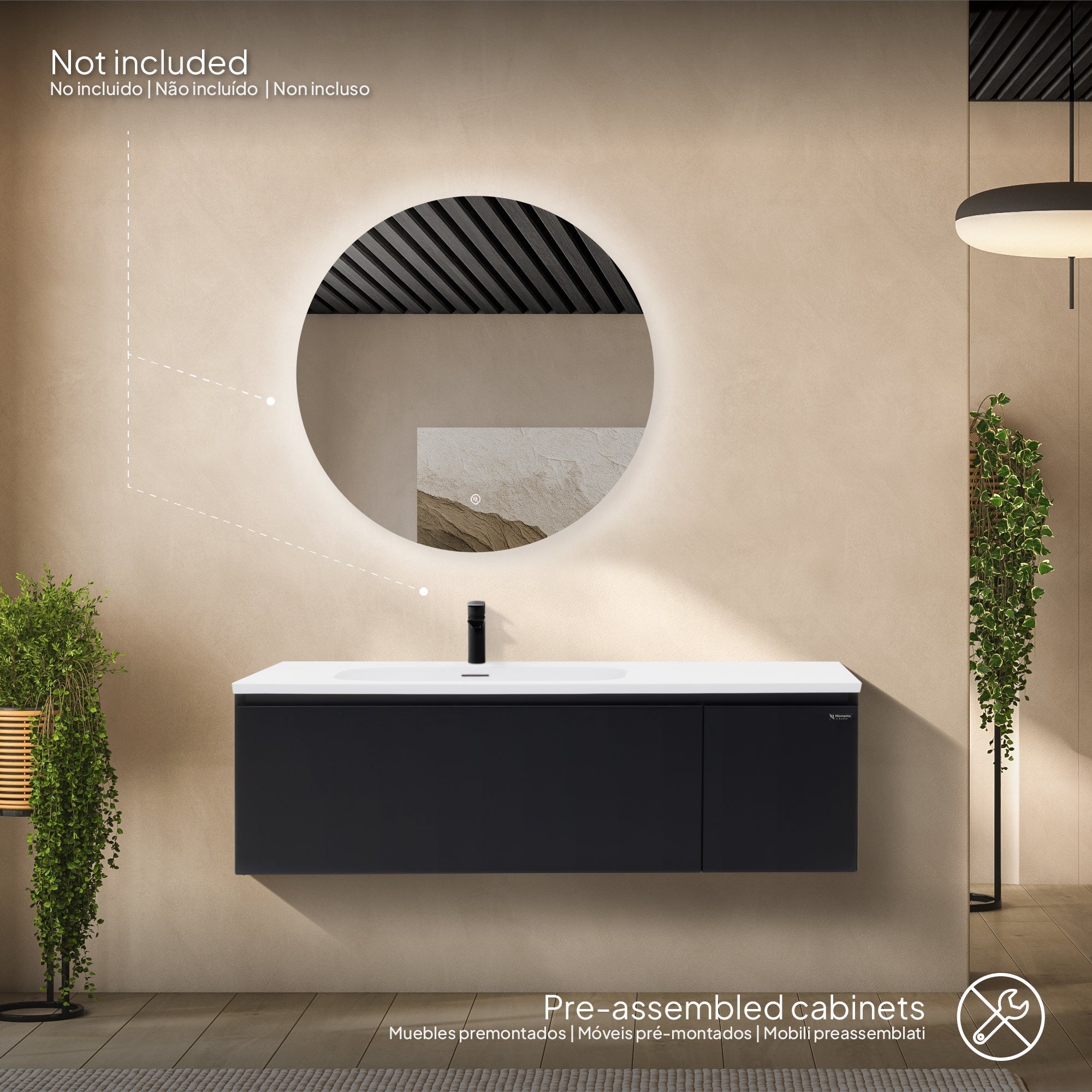 Dafne – Mueble de lavabo suspendido con cierre suave