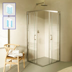 DIANA - Cabine de duche de canto com portas de correr em vidro temperado meio fosco