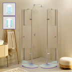 ALICE - Cabina de ducha de esquina con puertas batientes de cristal templado parcialmente esmerilado