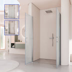 LARA - Mampara de ducha con puertas abatibles de vidrio templado esmerilado de 6 mm