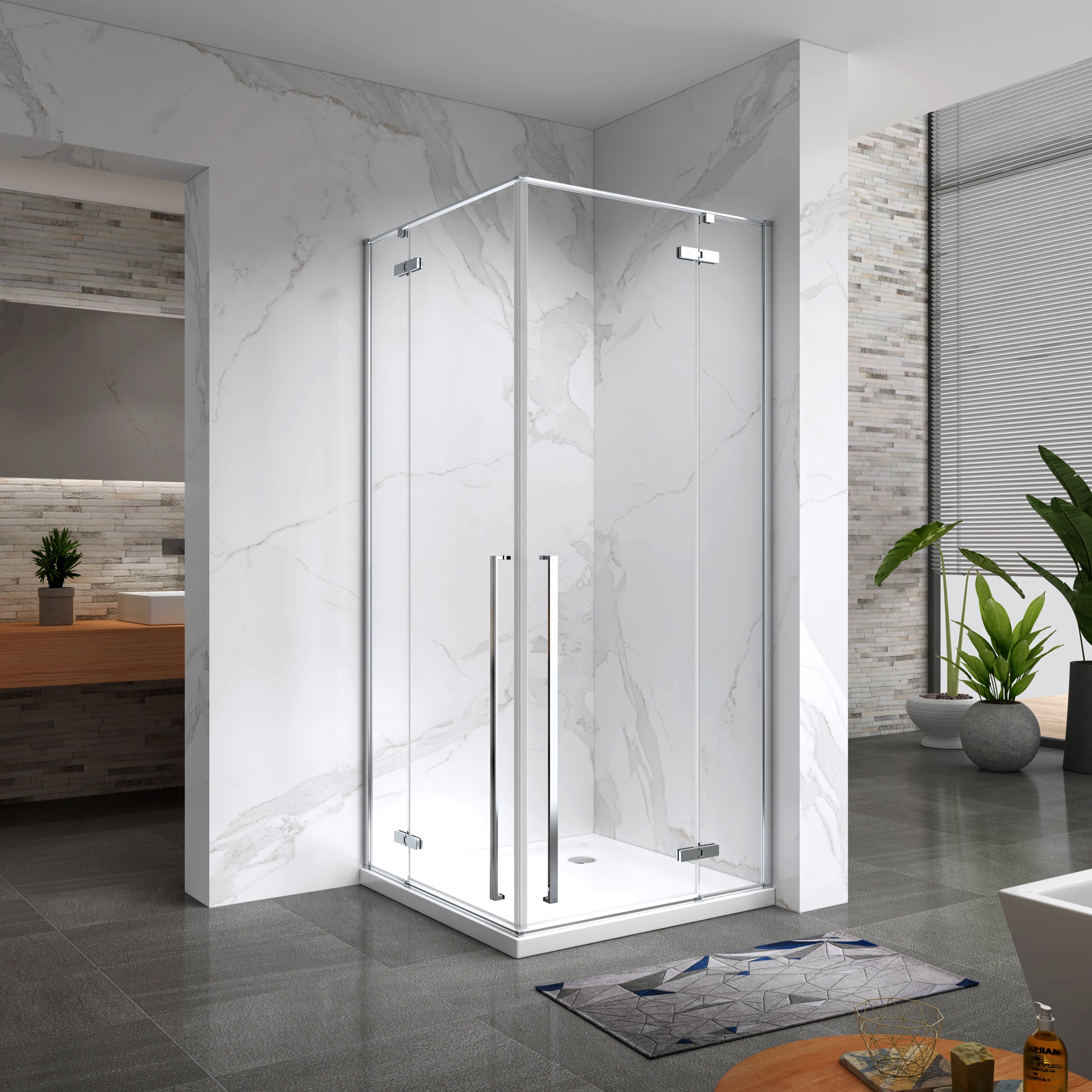 JAYLA - Cabine de duche com portas batentes, vidro 6 mm e perfil cromado