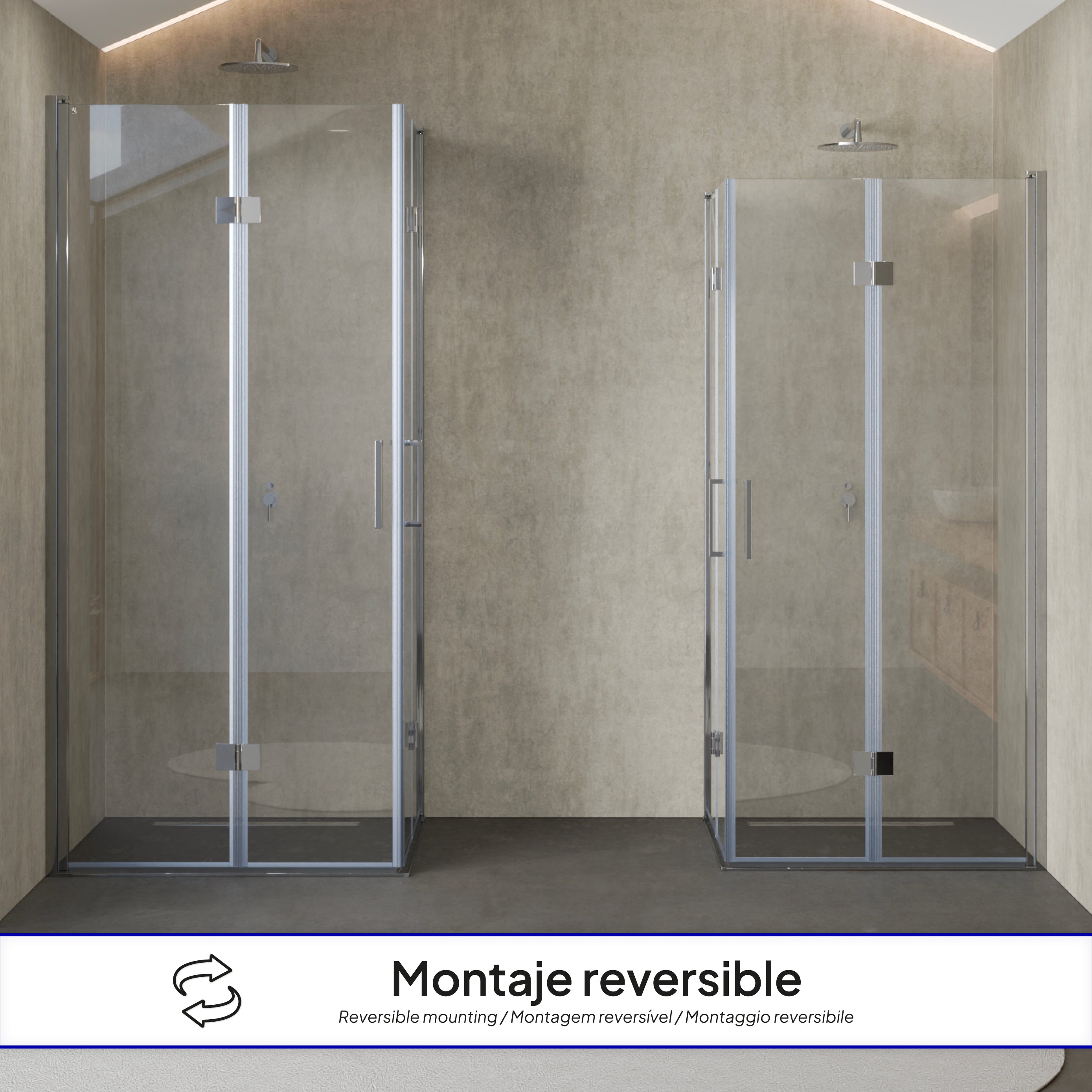 BELLE - Cabine de duche de canto com portas dobráveis em vidro temperado