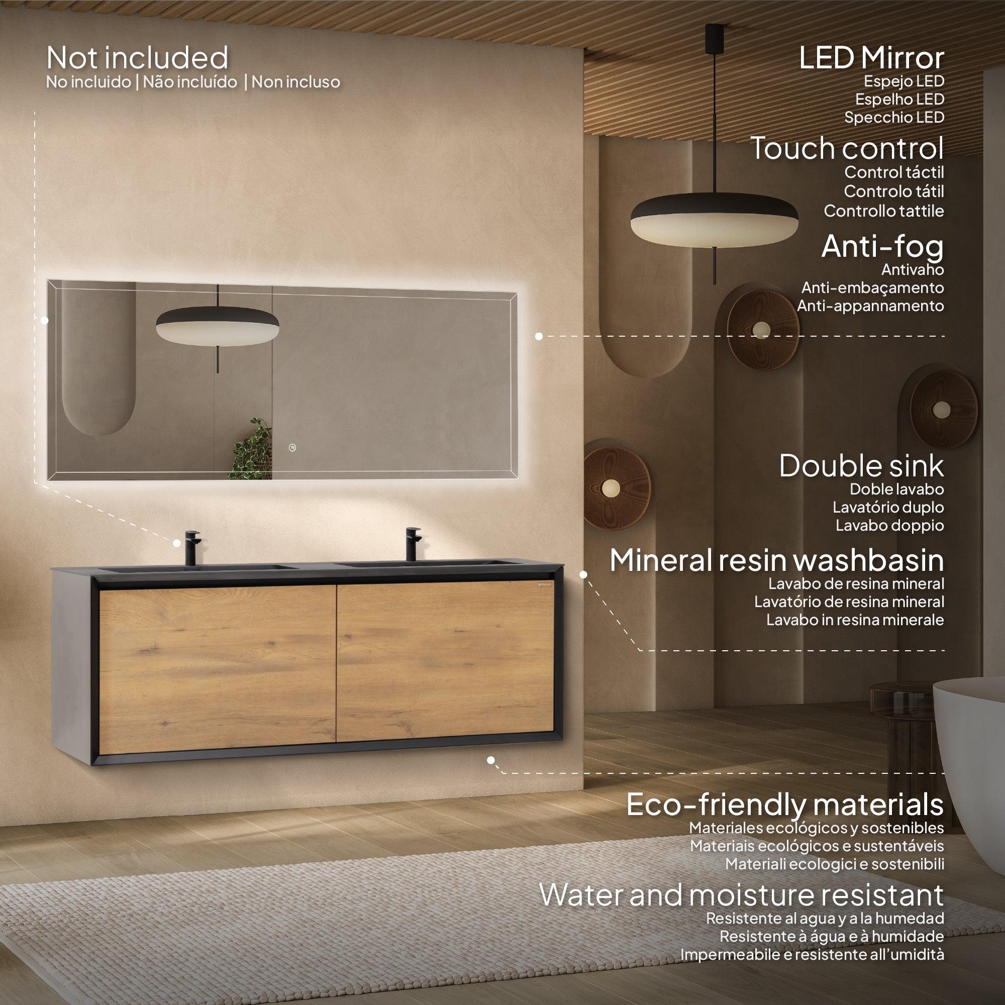 FIDIA - Mueble de lavabo doble suspendido