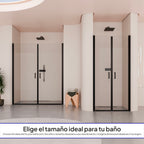 LARA - Porta doccia con ante battenti in vetro temperato 6 mm e profilo nero opaco