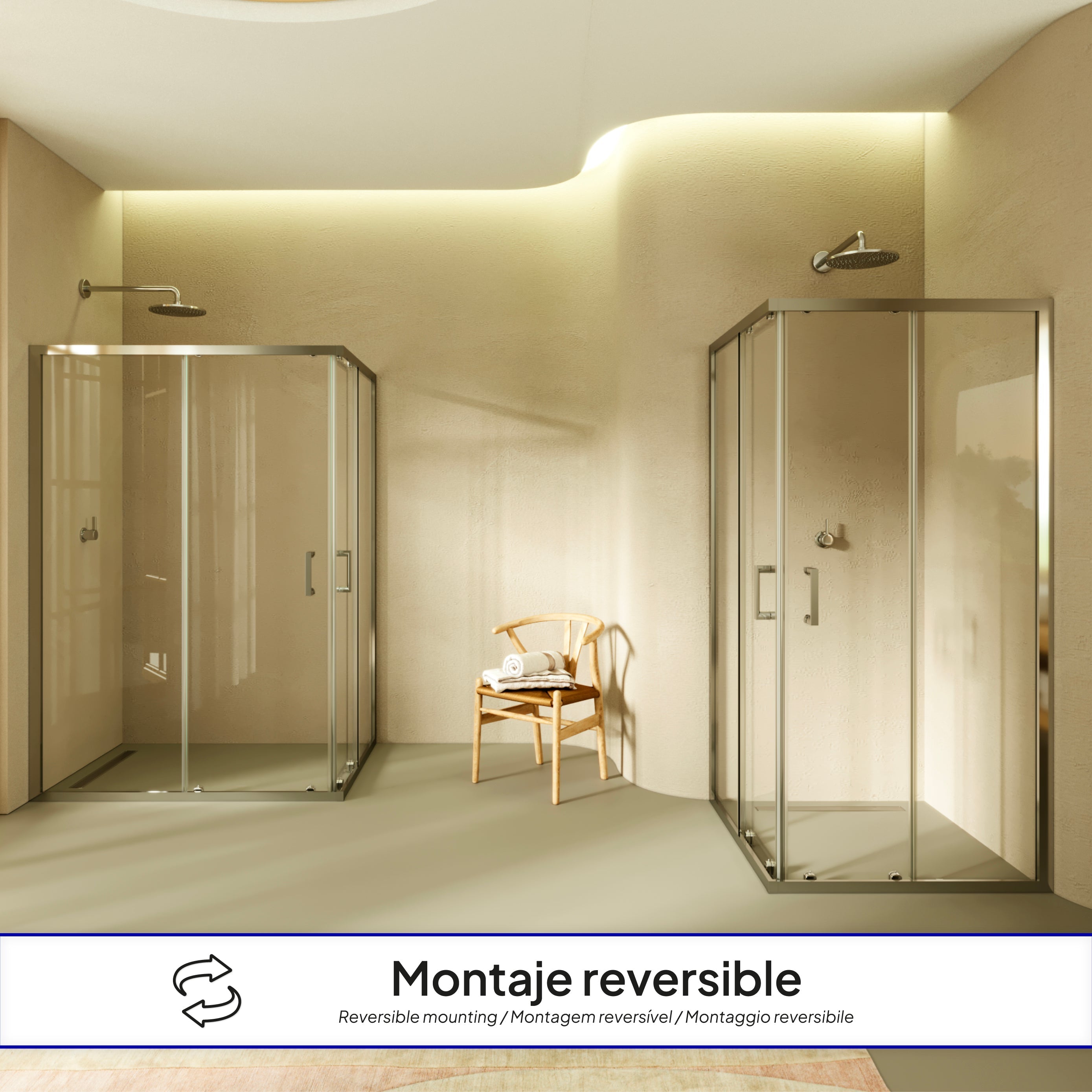 DIANA - Cabine de duche de canto com portas de correr em vidro temperado