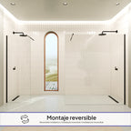 FIONA - Mampara de ducha walk-in de cristal templado de 10 mm con perfil negro mate