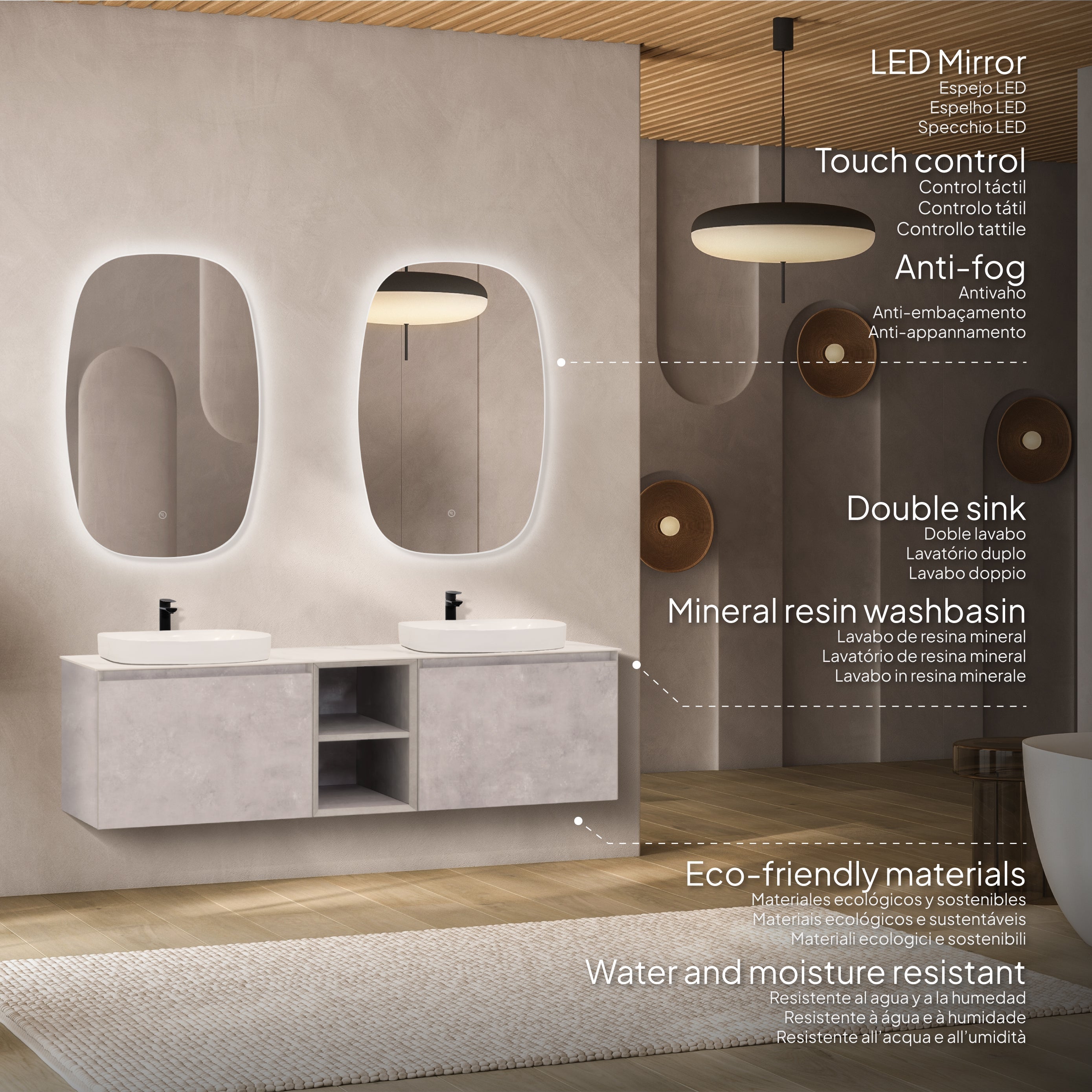 INDRA - Conjunto de baño doble suspendido