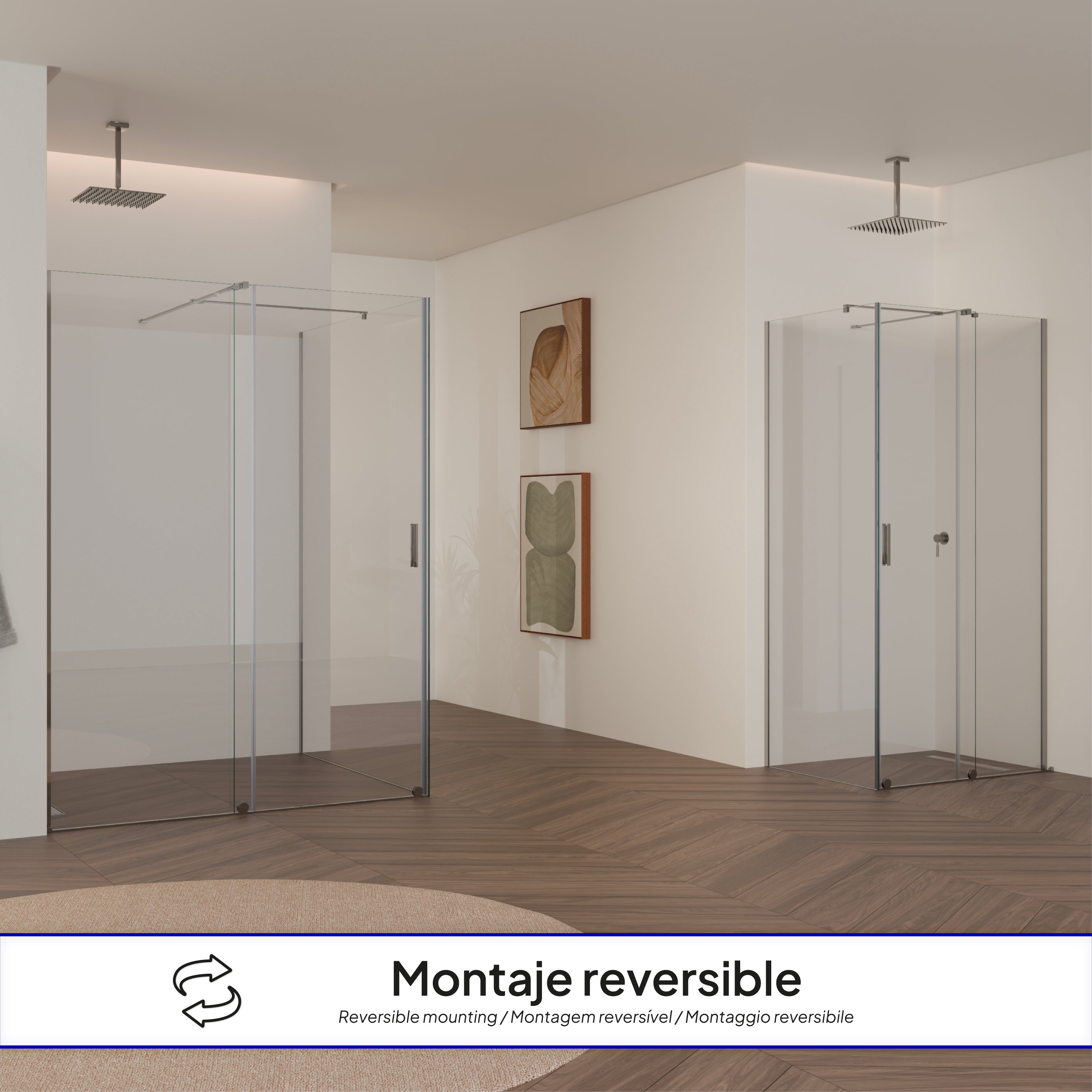 NADINE - Cabine de duche com porta deslizante, vidro temperado 8 mm e perfil cromado