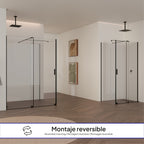 NADINE - Cabina de ducha con puerta corredera, cristal templado de 8 mm y perfil negro mate