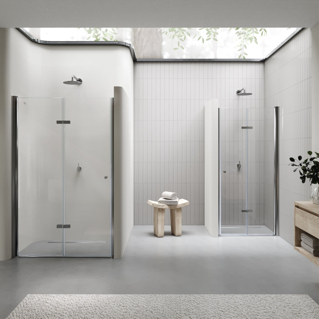MILA - Porta de duche dobrável em vidro temperado 6 mm e perfil cromado
