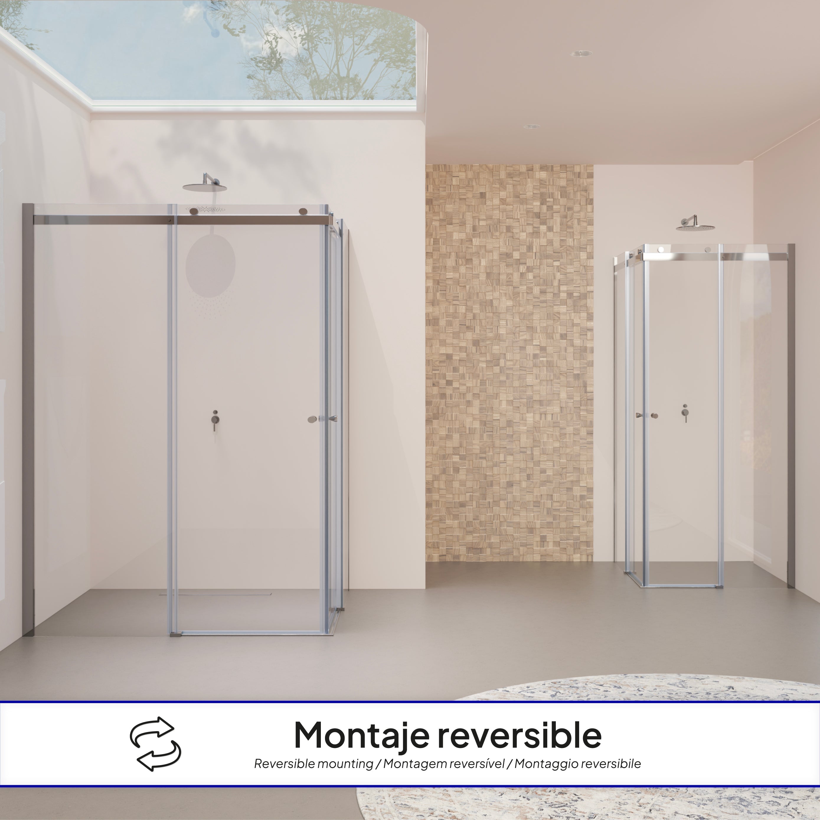 ANNA - Cabine de duche de canto com portas de correr, vidro temperado 8 mm