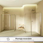 GIANNA - Panel de ducha Walk-In con 2 paneles de cristal templado y perfil cromado