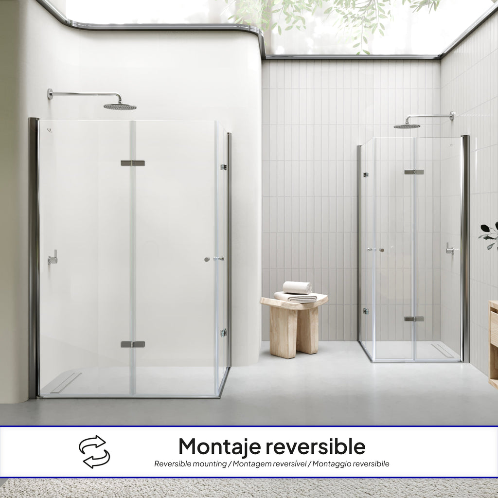 EMMA - Cabine de duche com portas articuladas, vidro 6 mm e perfil cromado