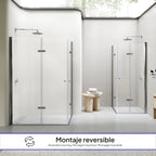 EMMA - Cabine de duche com portas articuladas, vidro 6 mm e perfil cromado