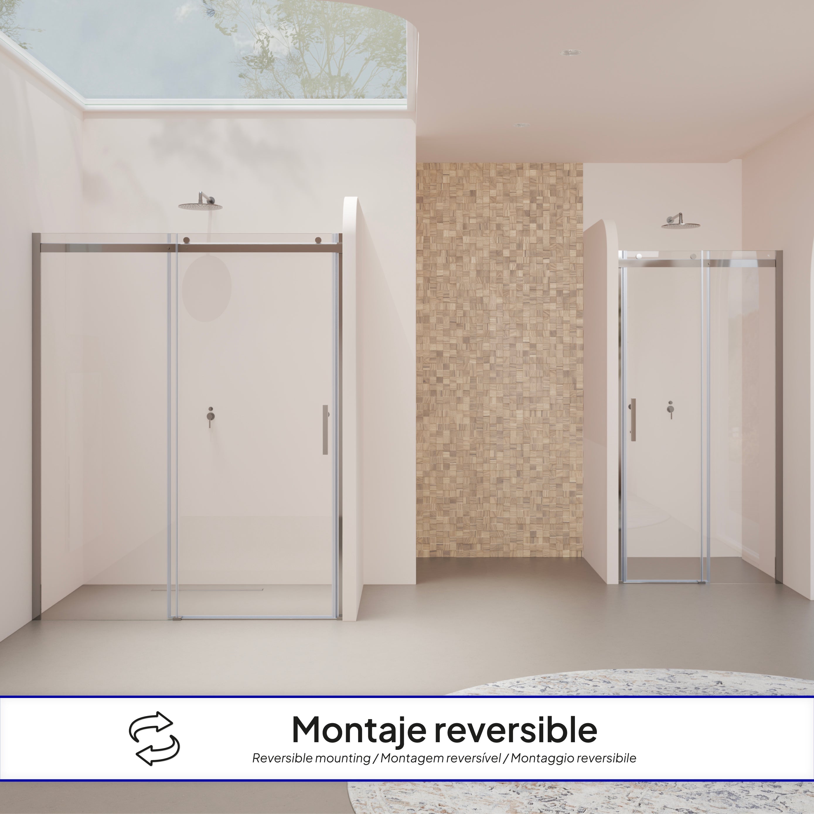 VIOLA - Porta de duche com porta de correr em vidro temperado 8 mm