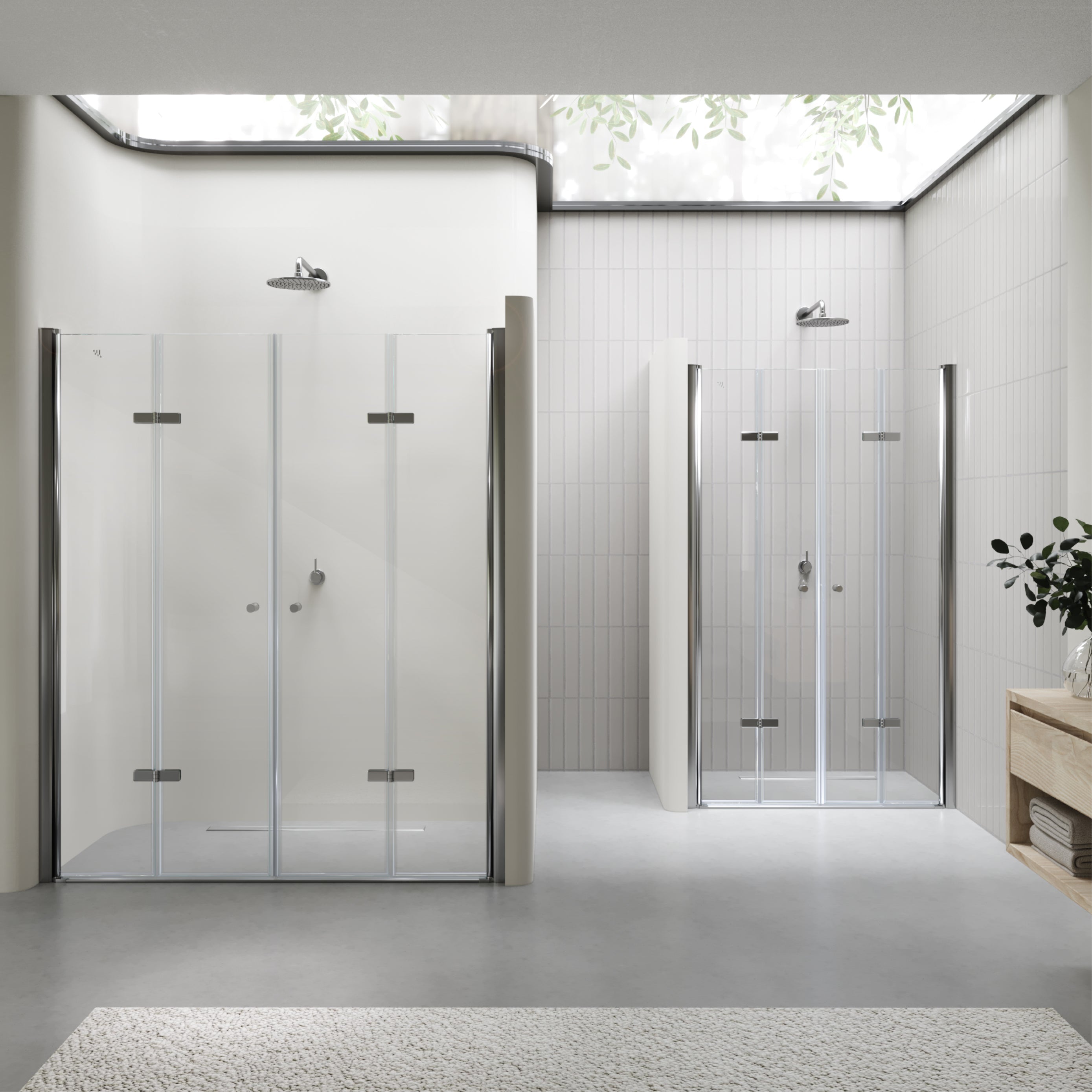 LENA - Porta de duche com portas dobráveis em vidro temperado 6 mm e perfil cromado
