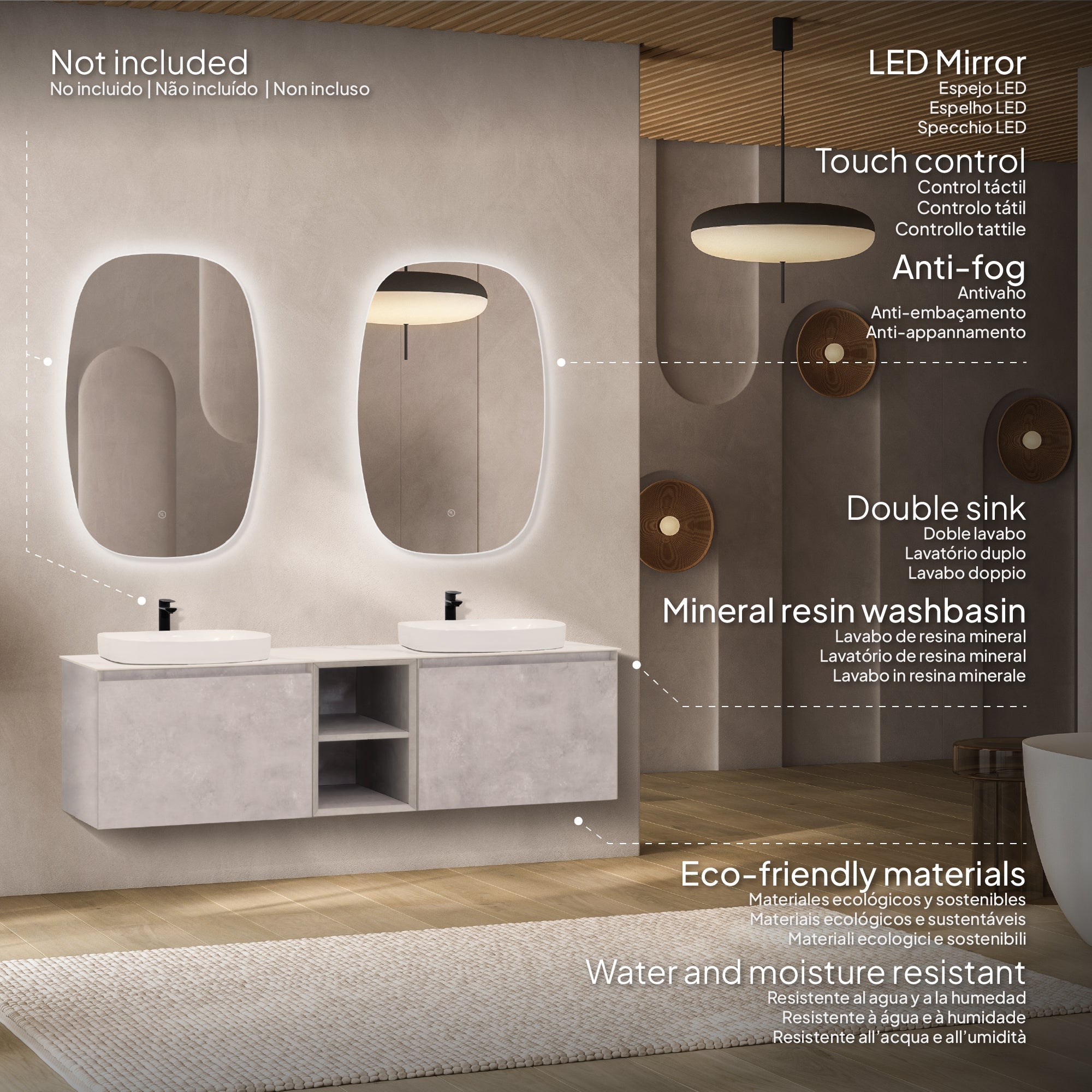 INDRA - Mueble de lavabo doble suspendido modular