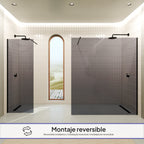 FIONA - Panel de ducha Walk-In de cristal templado oscurecido de 10 mm con perfil negro mate