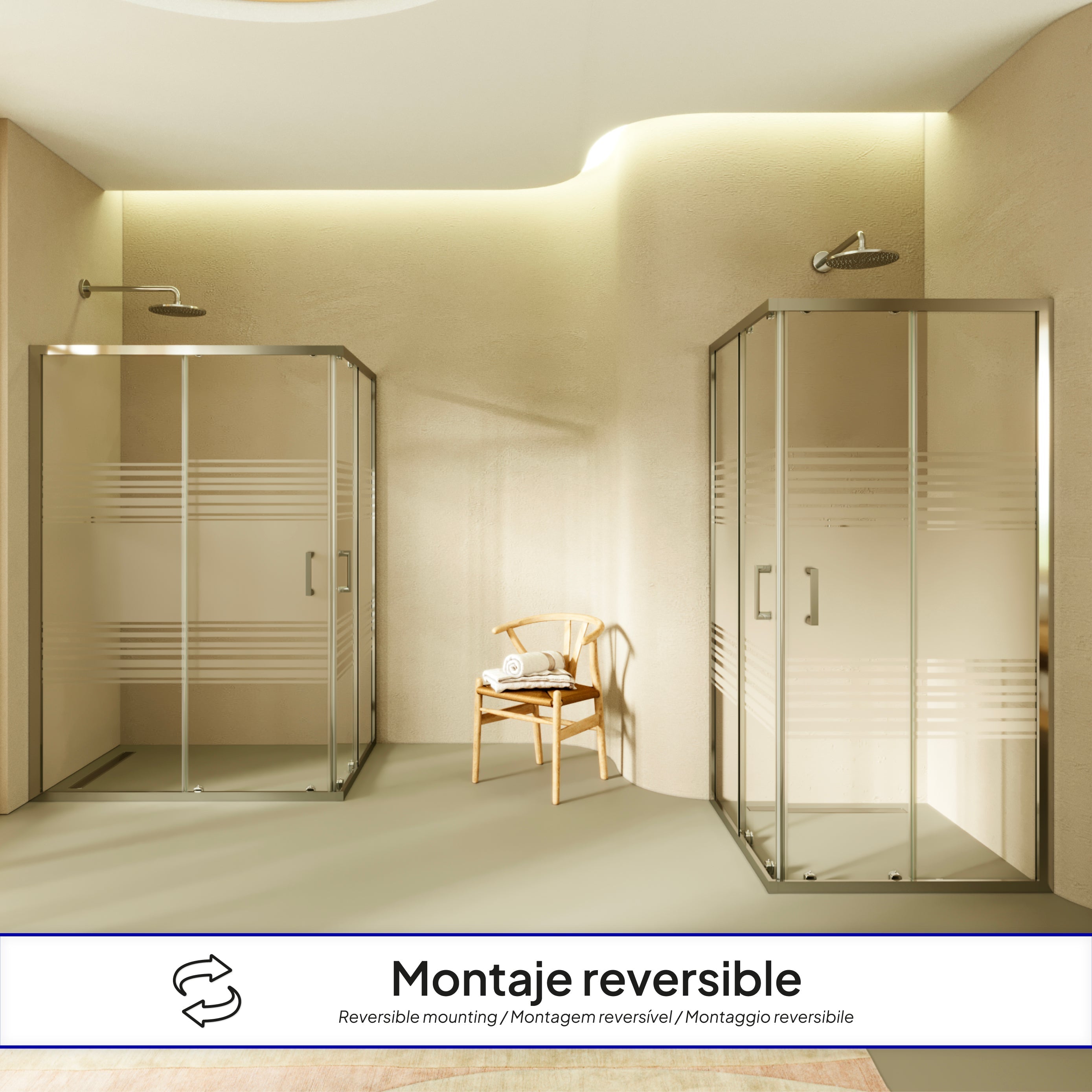 DIANA - Cabine de duche de canto com portas de correr em vidro temperado meio fosco