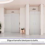 LARA - Mampara de ducha con puertas abatibles de vidrio templado esmerilado de 6 mm