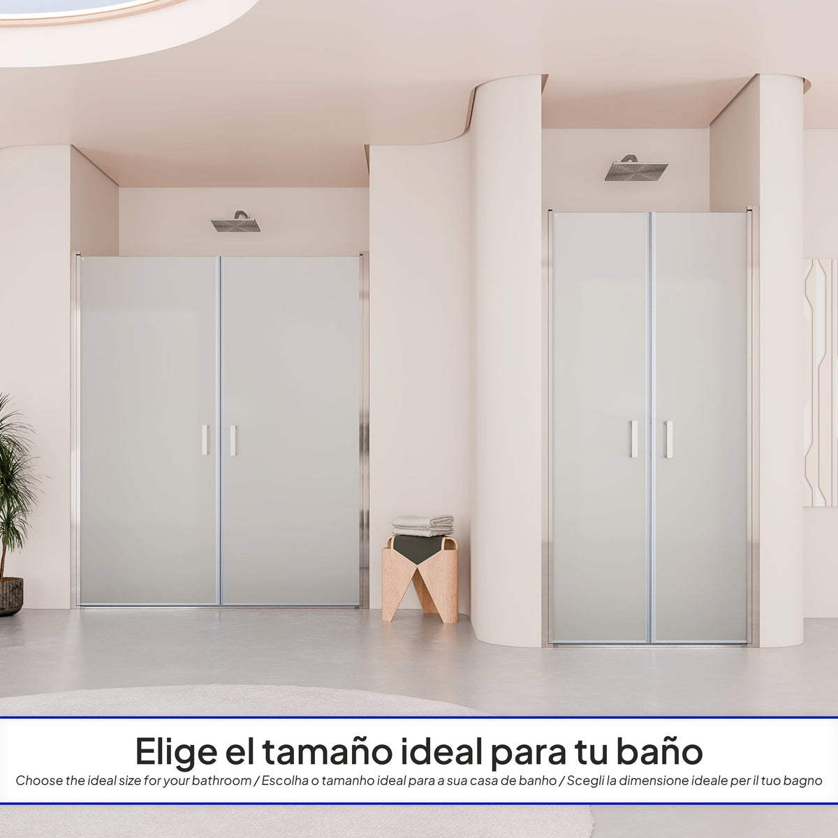 LARA - Mampara de ducha con puertas abatibles de vidrio templado esmerilado de 6 mm