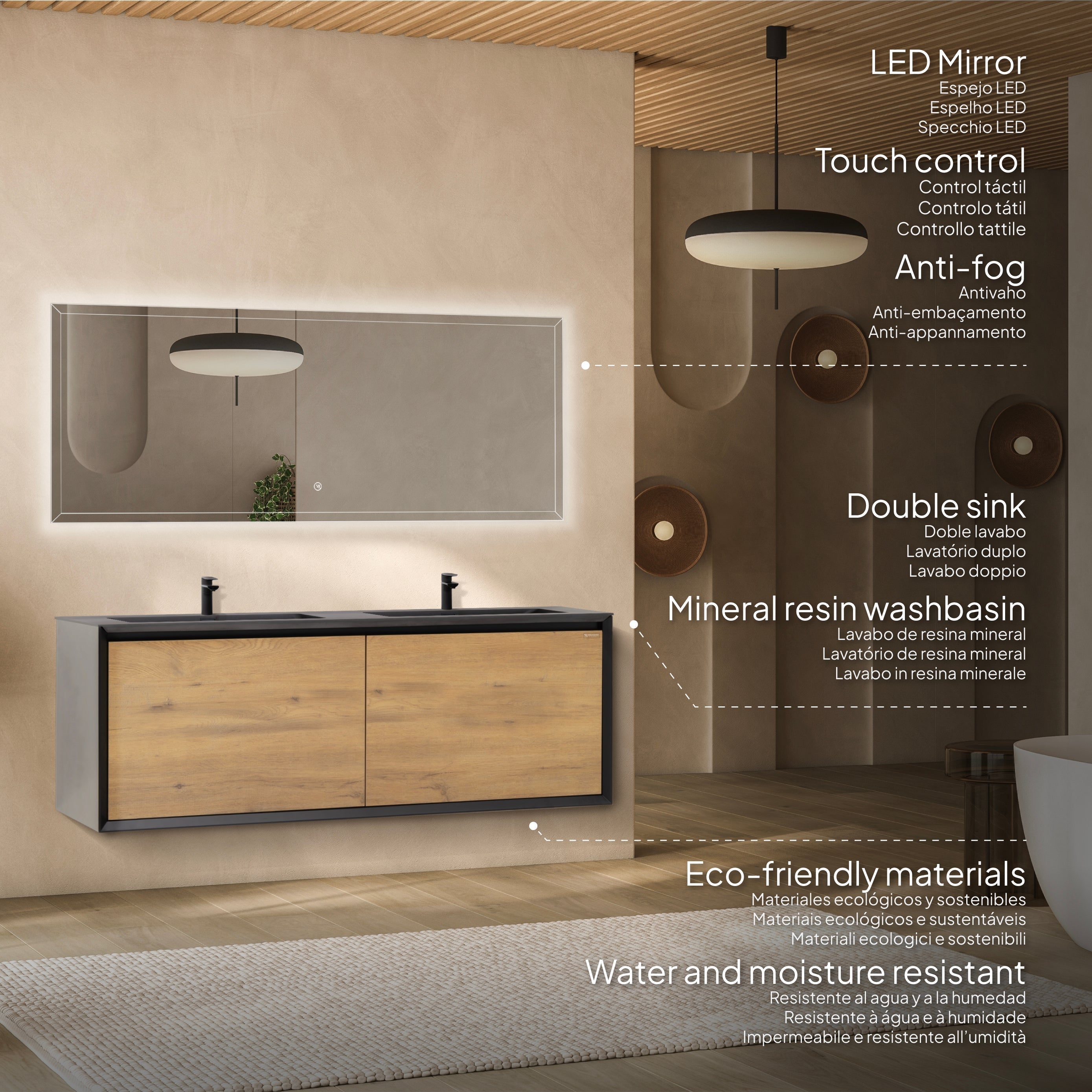 FIDIA - Conjunto de baño suspendido doble