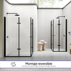 EMMA - Cabine de duche com portas articuladas, vidro 6 mm e perfil preto mate