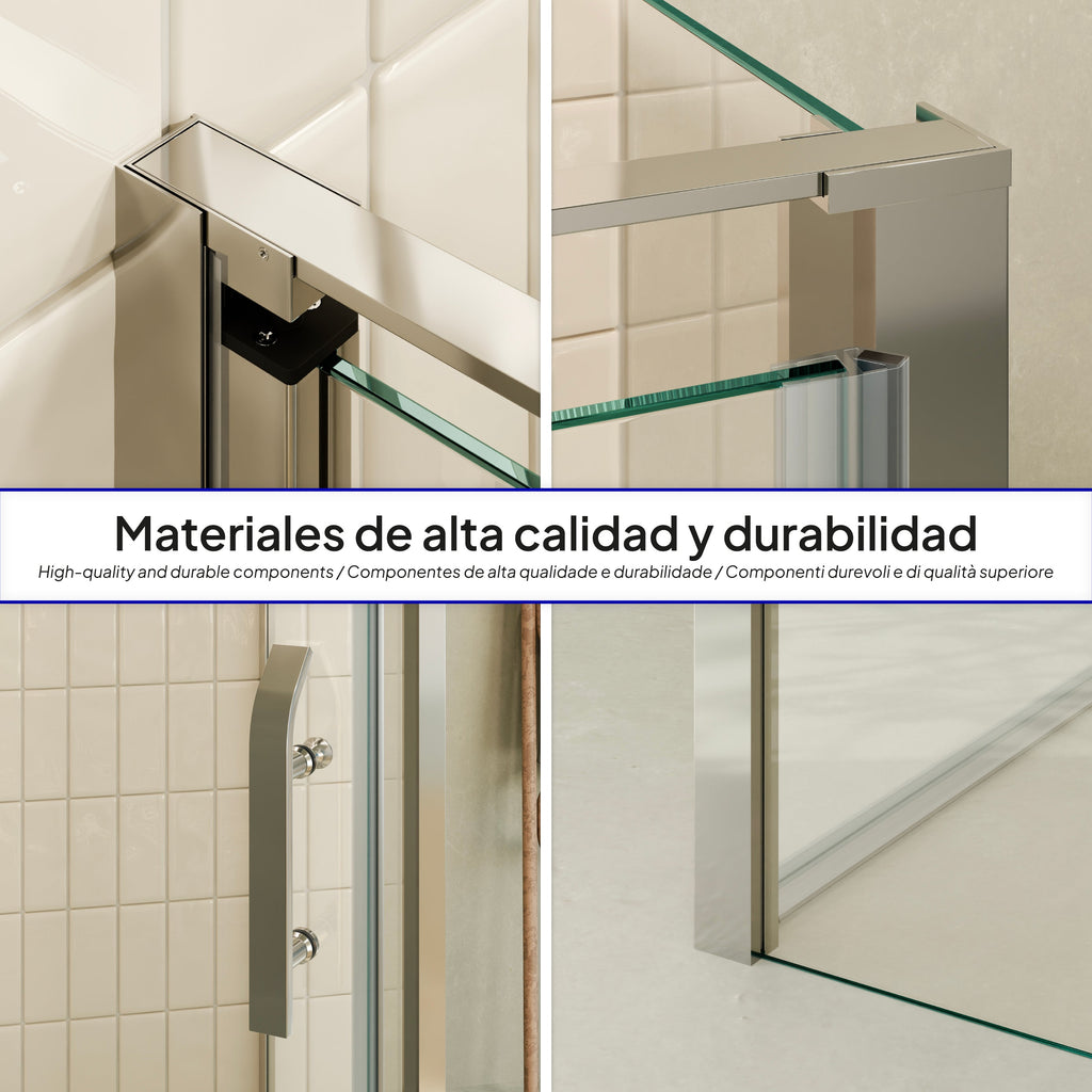 NICOLE - Cabine de duche frontal com portas articuladas em vidro temperado 8 mm