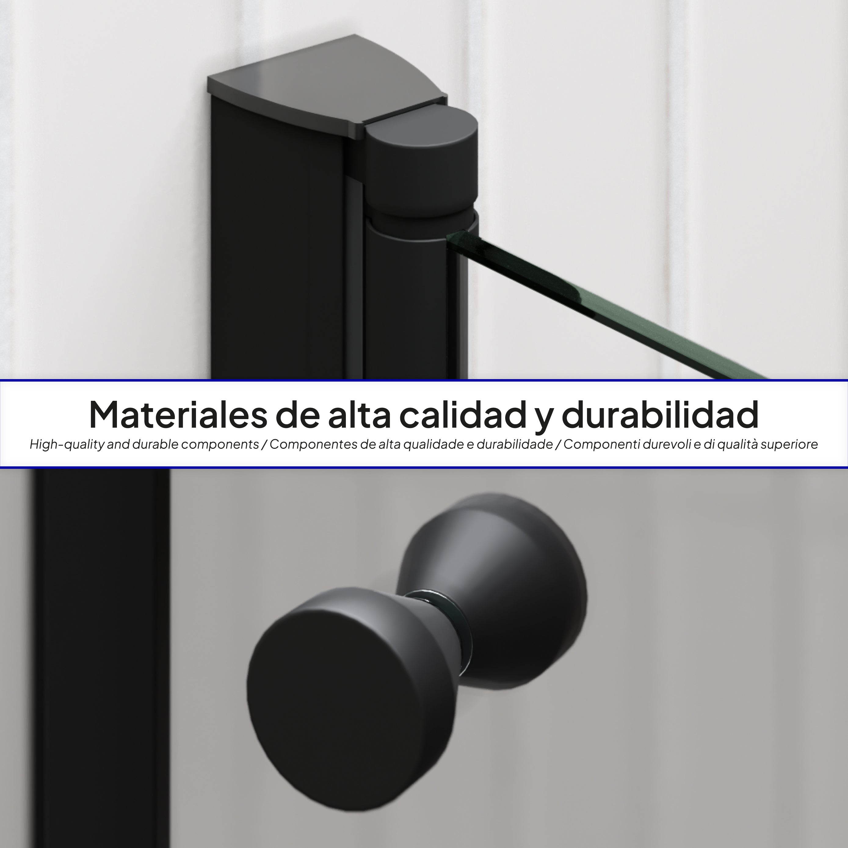MILA - Porta de duche dobrável em vidro temperado 6 mm e perfil preto mate