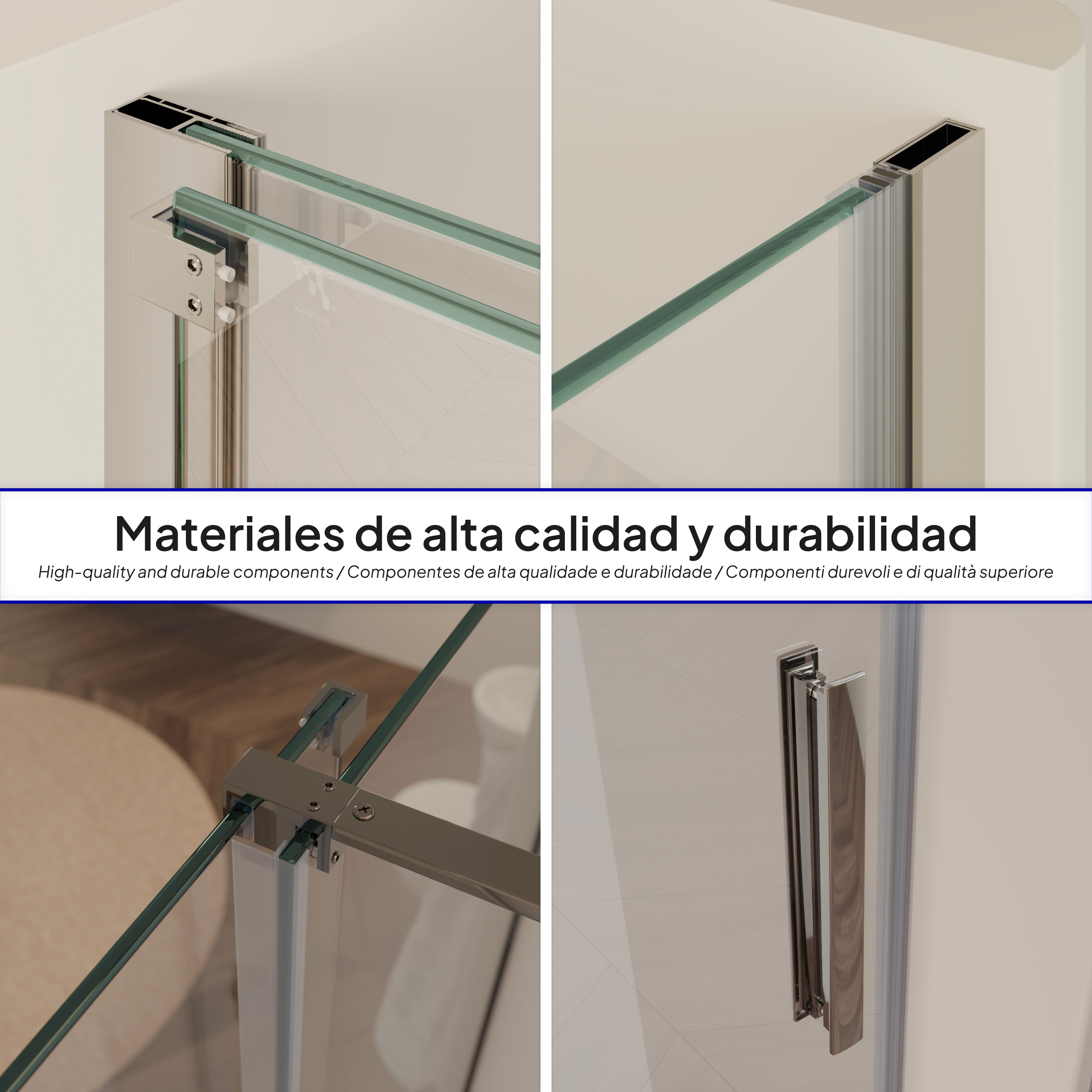 NADINE - Porta de duche com porta de correr em vidro temperado 8 mm e perfil cromado